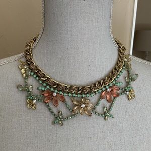 BCBGMAXAZRIA Gold Chain Crystal Flower Necklace